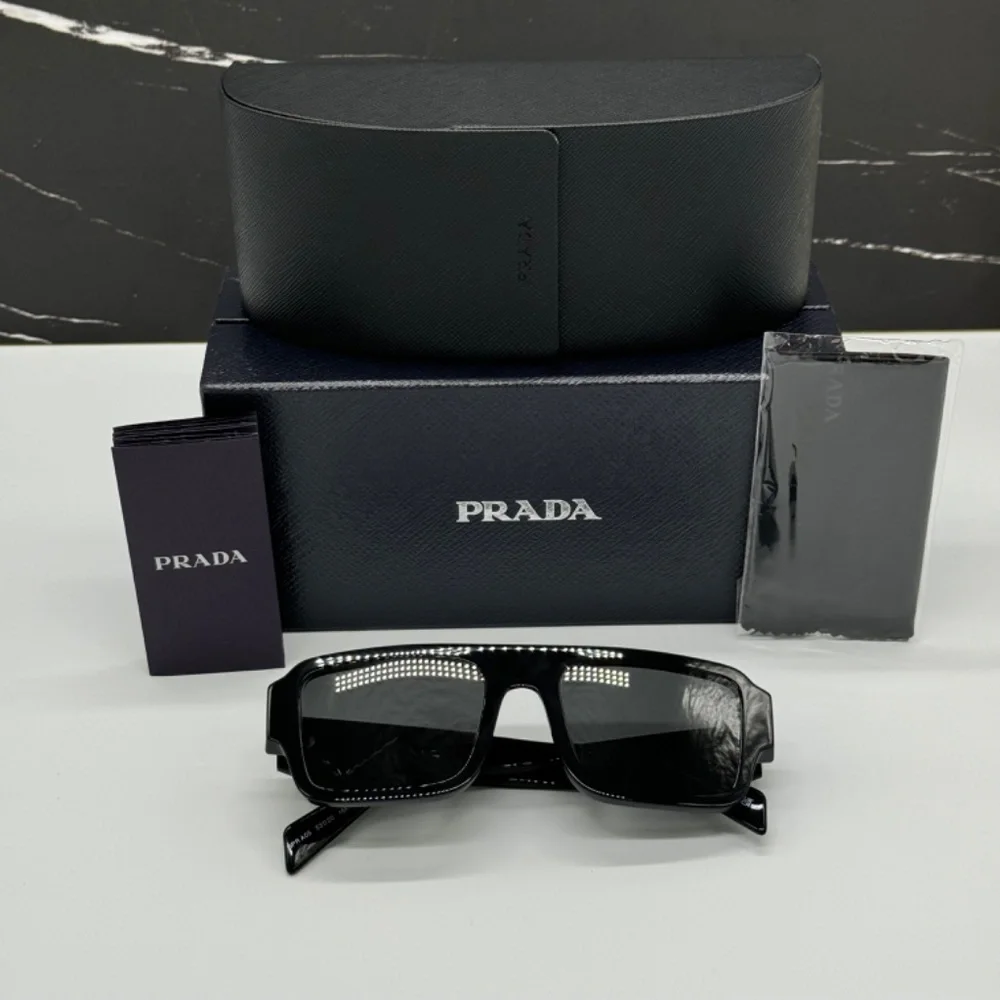 NEW PR A05S 16K08Z PRADA BLACK GREY SQUARE SPR A05 16K08Z UNISEX SUNGLASSES